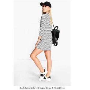 Black and white striped sweatshirt dress